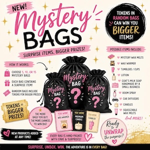 Mystery Bags with Hidden Prize Tokens | Surprise Wax Melts, Candles, Room Sprays & More | Choose 10 or 15 Bags plus video reveal add on