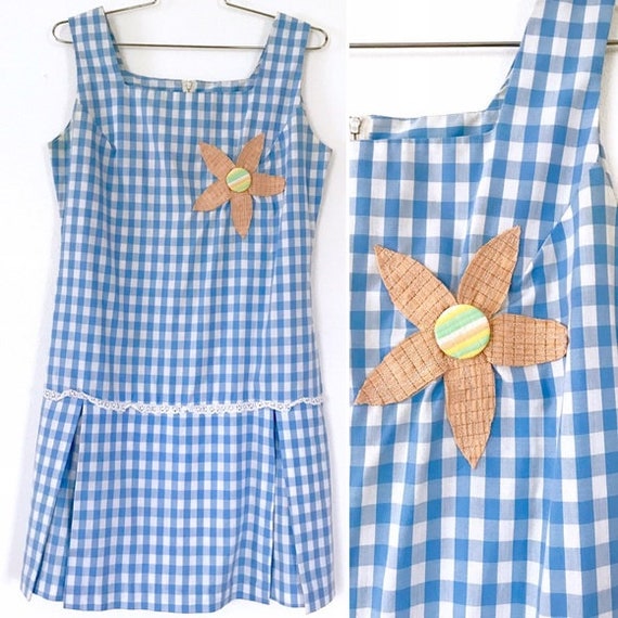 Vintage 1960’s blue gingham romper playsuit skort