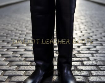 Handmade Leather Long Knee High Boot and Horse Ridding Boots : Unisex Vintage Boot