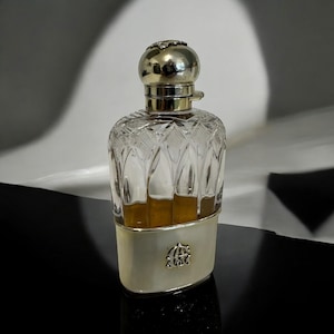 Victorian silver mounted hip flask