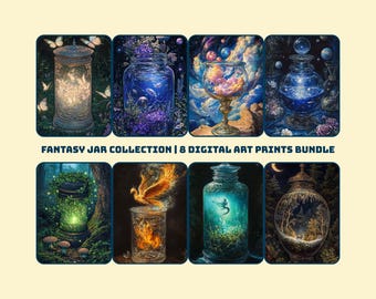 Stampe artistiche in barattoli fantasy / Decorazioni murali con natura celeste (download digitale) / Stampa artistica