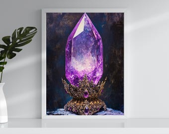 Amethyst Dream Crystal Art | Fantasy Gem, Mystical Decor (Digital Download) | Art Print