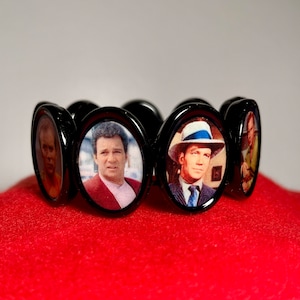Pulsera del Capitán Kirk de Star Trek TOS con 9 imágenes, arte alterado, elástica, nueva, hecha a mano