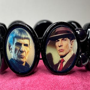 Star Trek TOS Spock Bracelet Vulcan Images Altered Art Stretch New Handmade USA