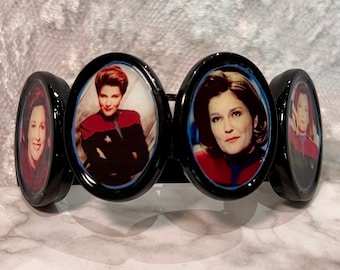 Star Trek Voyager Capt. Janeway Bracelet 9 Images Altered Art Stretch New Acrylic Handmade USA