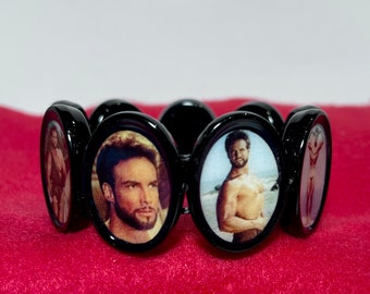 Steve Reeves Bracelet 9 Different Images  Altered Art Stretch New Handmade USA Greatest Bodybuilder of all Time