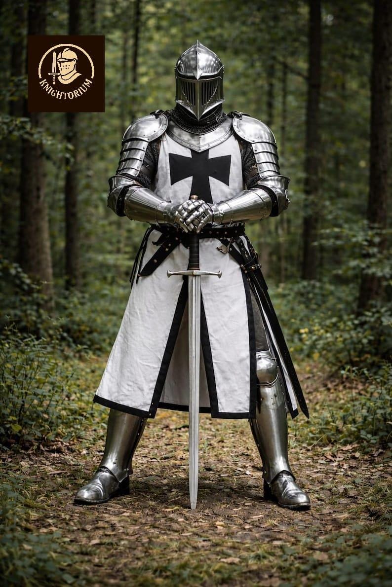 Medieval Templar Knight Armor Suit – Mirror Polished Steel Crusader Full Body Armor for Display, Cosplay, LARP image 18
