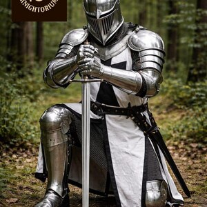 Medieval Templar Knight Armor Suit – Mirror Polished Steel Crusader Full Body Armor for Display, Cosplay, LARP image 14