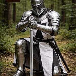 Medieval Templar Knight Armor Suit – Mirror Polished Steel Crusader Full Body Armor for Display, Cosplay, LARP image 8