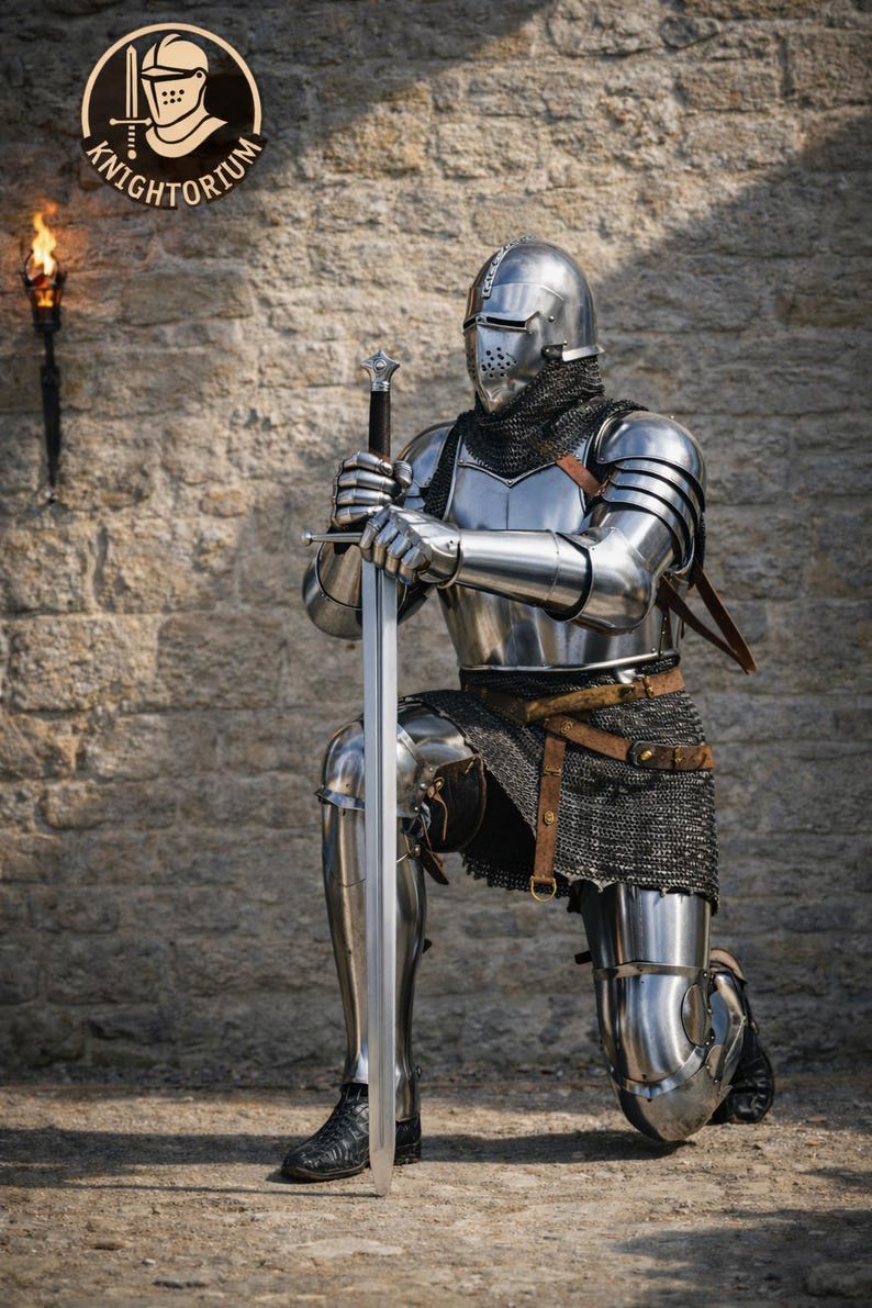 Medieval Knight Armor Set With Chainmail – Full Body Steel Suit of ...