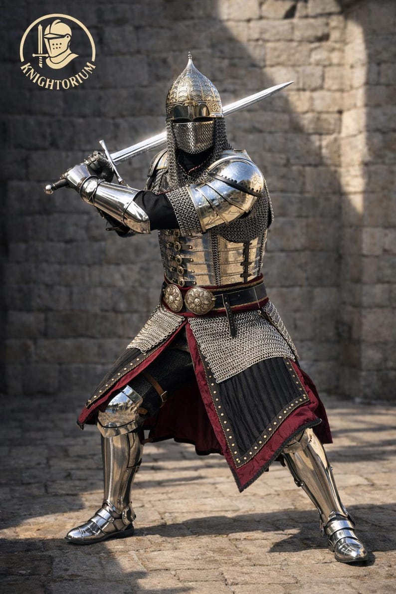 Handcrafted Medieval Knight Armor Full Body Steel Armor Costume LARP ...