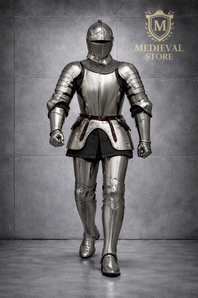 Medieval Full Plate Knight Armor Suit | Polished Steel European Armor ...