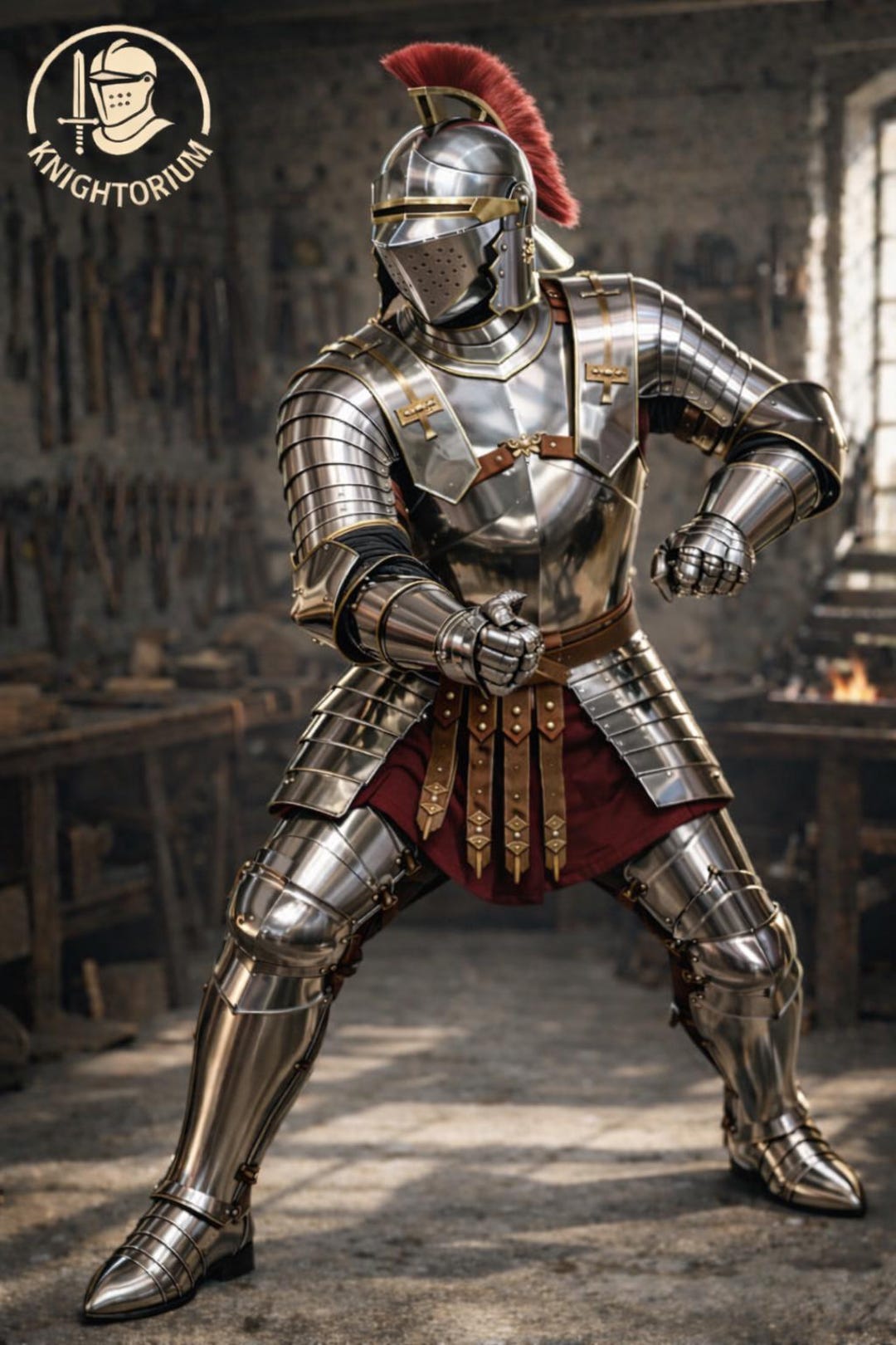 Platemail Medieval Gothic Full Plate Armor Suit– Mirror Polished Steel Crusader ...