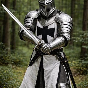 Medieval Templar Knight Armor Suit – Mirror Polished Steel Crusader Full Body Armor for Display, Cosplay, LARP image 6