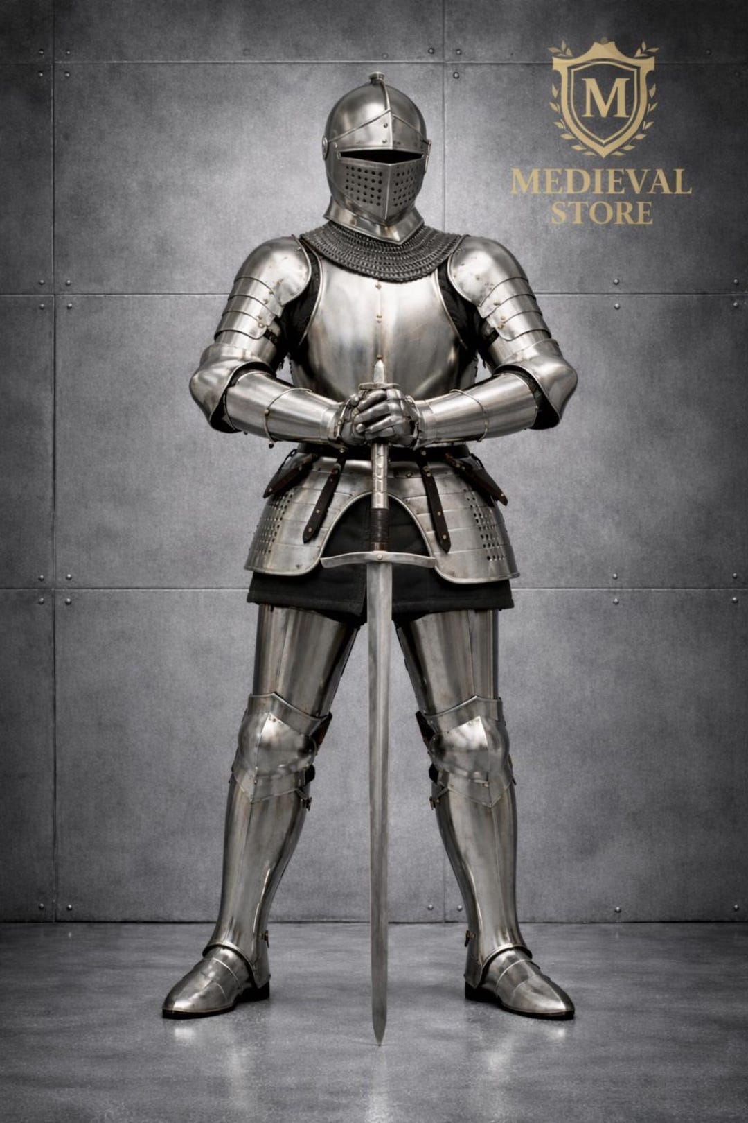 Medieval Full Plate Knight Armor Suit | Polished Steel European Armor ...