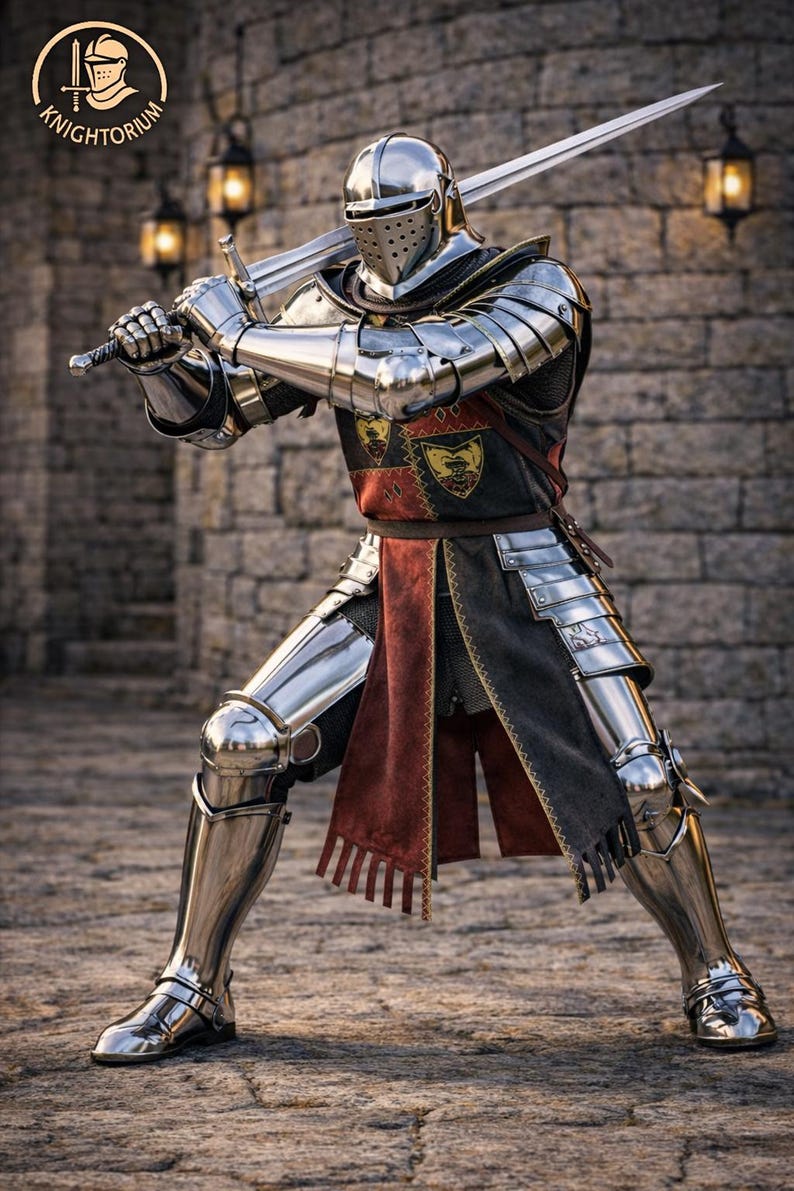 Full Medieval Knight Armor Suit Wearable Steel Plate Armor | Crusader ...