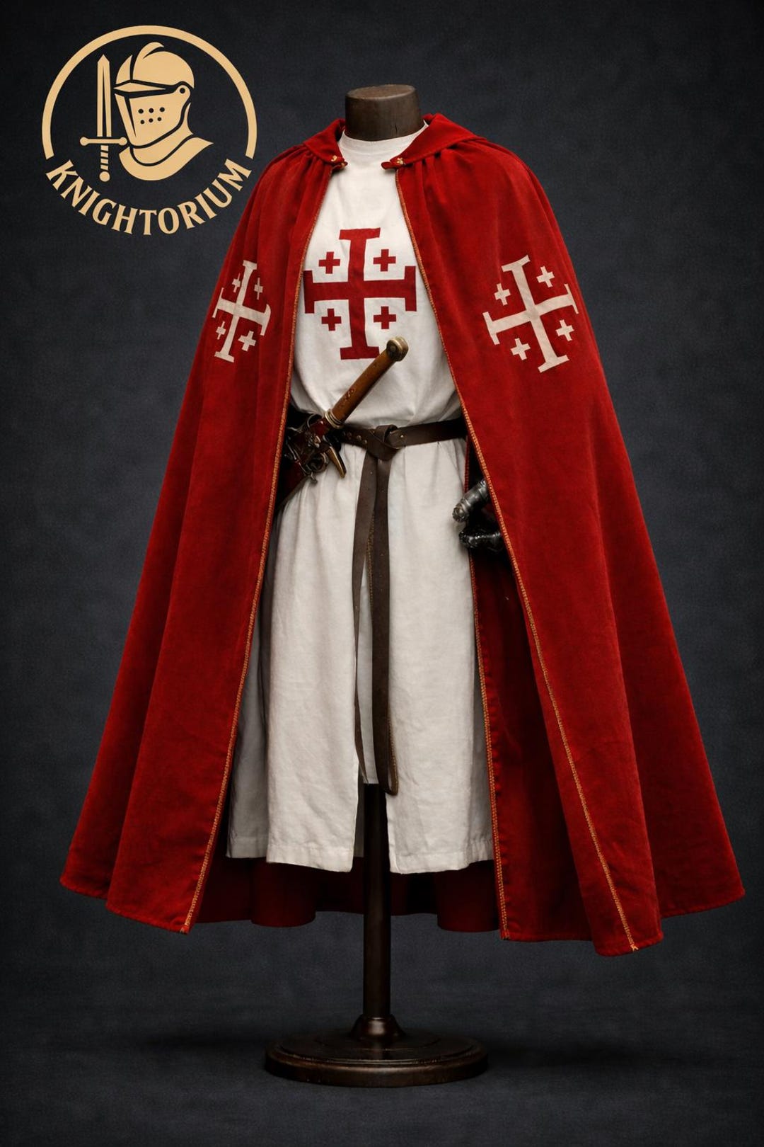Medieval Crusader Tunic And Cape Set Knight Templar Costume Red Cloak Medieval Crusader Tunic And Cape Set Knight Templar Costume Red Cloak