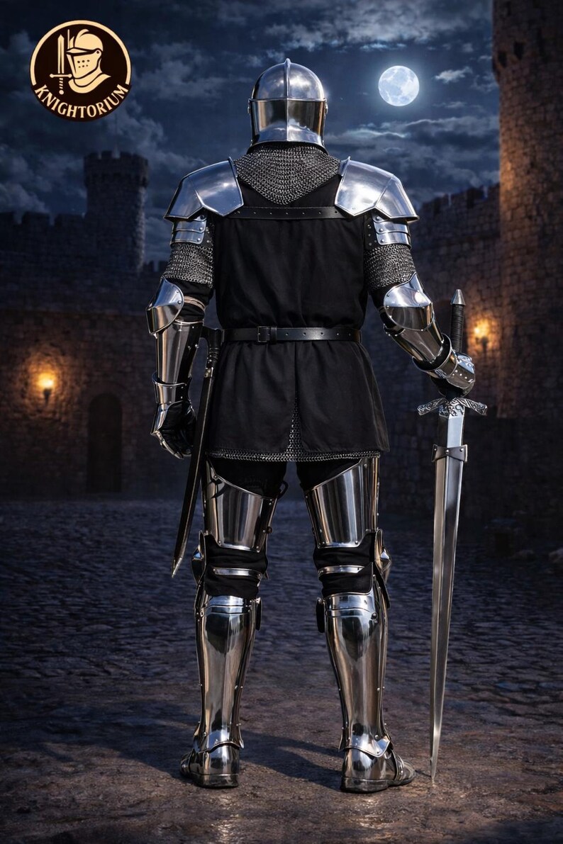 Medieval Knight Full Suit of Armor – Mirror Polished Steel Gothic Plate ...