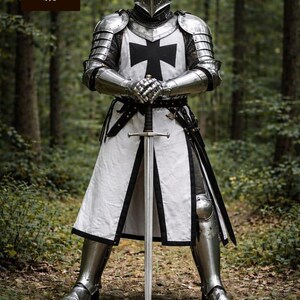 Medieval Templar Knight Armor Suit – Mirror Polished Steel Crusader Full Body Armor for Display, Cosplay, LARP image 7