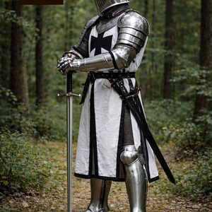 Medieval Templar Knight Armor Suit – Mirror Polished Steel Crusader Full Body Armor for Display, Cosplay, LARP image 10