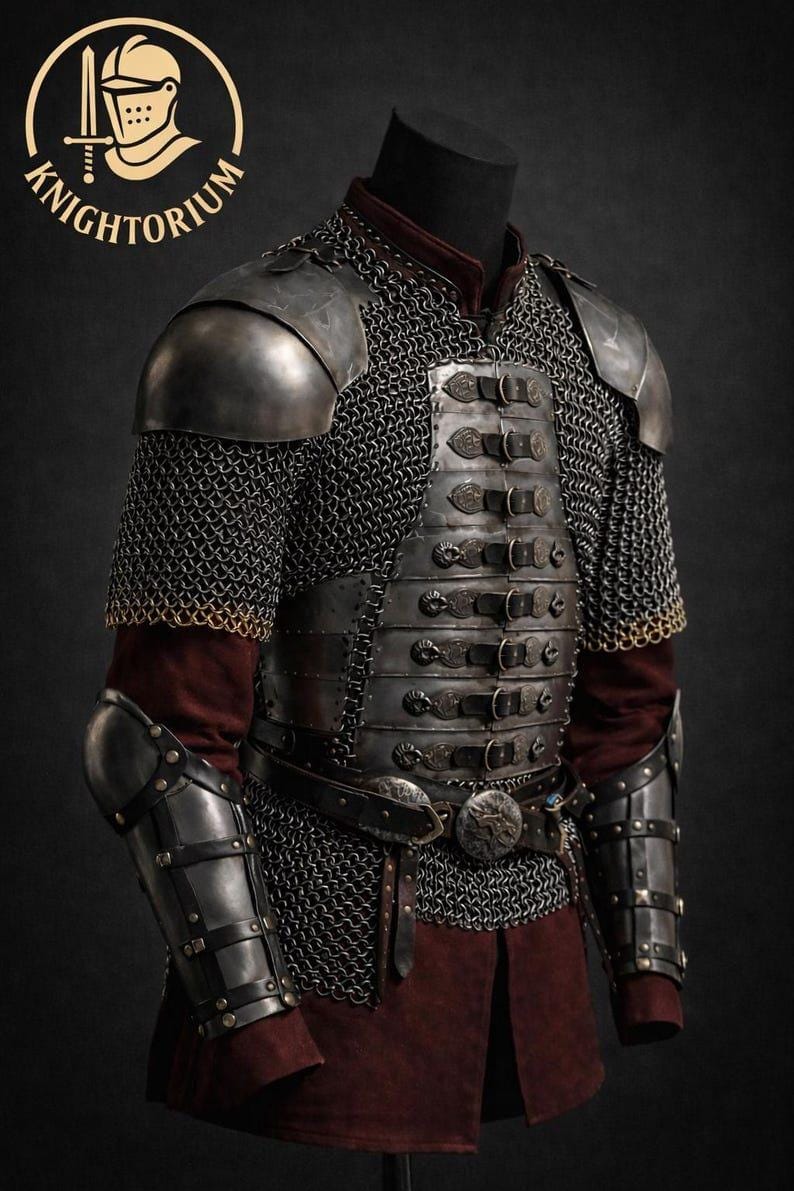 Handcrafted Medieval Knight Chainmail & Plate Armor Cuirass | Steel ...