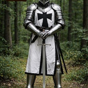 Medieval Templar Knight Armor Suit – Mirror Polished Steel Crusader Full Body Armor for Display, Cosplay, LARP image 15