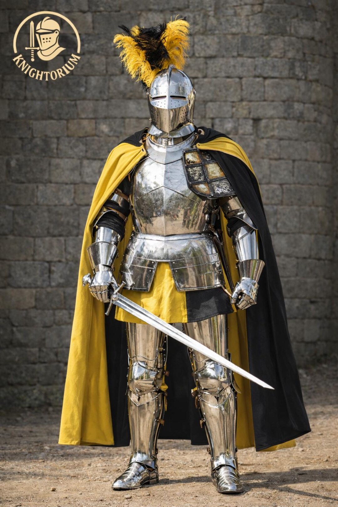 Medieval Knight Armor Suit Full Body Plate Armor With Plume Helmet medieval-knight-armor-suit-full-body-plate-armor-with-plume-helmet