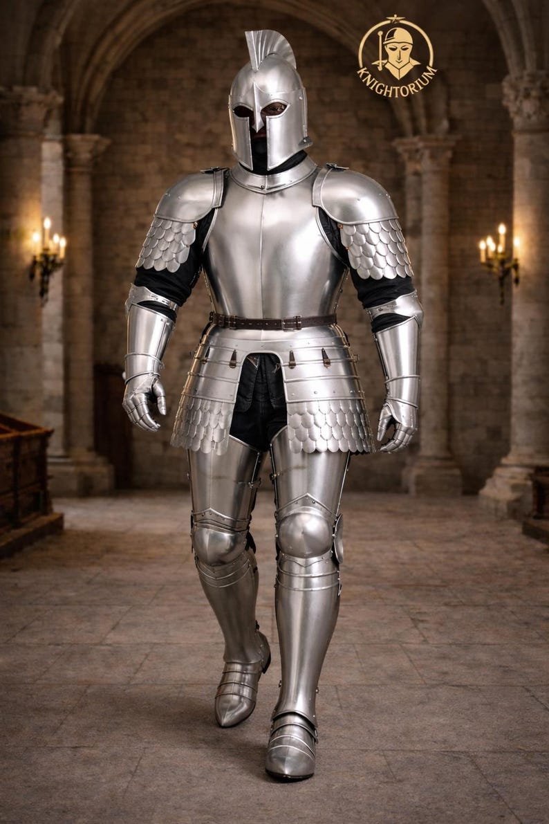 Medieval Full Plate Armor Suit – Polished Steel Knight Armor for LARP ...
