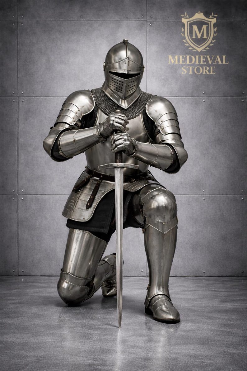 Medieval Full Plate Knight Armor Suit | Polished Steel European Armor ...