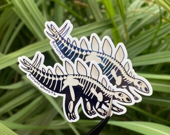 Stegosaurus Dinosaur Bones Sticker, Fossil or Rainbow