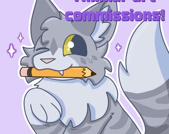 Animal Art Headshot Commissions *READ DESCRIPTION* furry, warrior cat, oc, fandom, more!