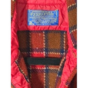 Vintage Pendleton Wool Board Shirt Red Brown Plaid Flannel 60s 70s Mens Medium image 4