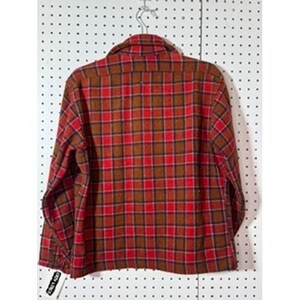 Vintage Pendleton Wool Board Shirt Red Brown Plaid Flannel 60s 70s Mens Medium image 3