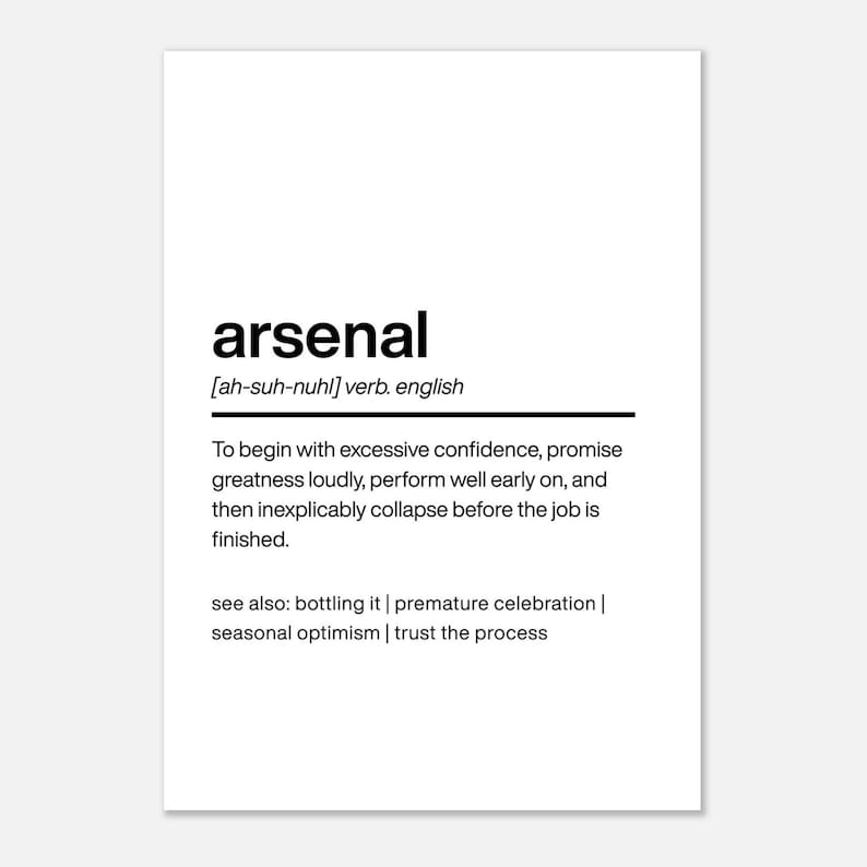 Arsenal — Dictionary Definition Print | Funny Football Wall Art - Etsy UK