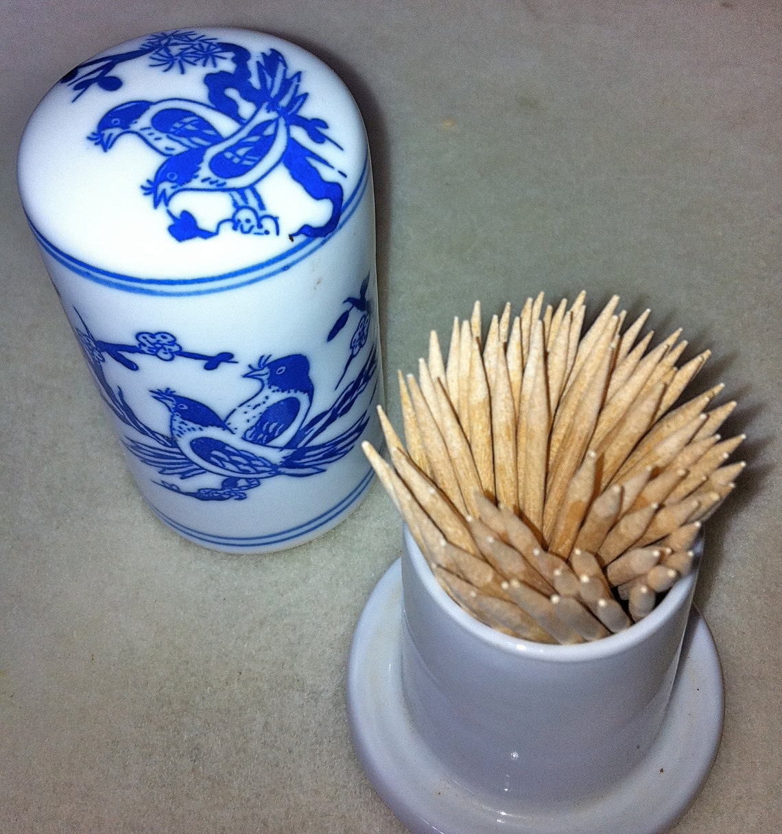 Blue and White porcelain toothpick holder Chinese export Etsy