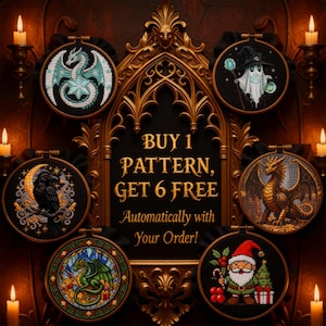 ⚜️ Welcome to FantaPattern: where every stitch begins a story, and you’re now part of our creative family.
🔥 High-quality full-color & black-and-white charts
🔥 Single-page layout for easy stitching on mobile or tablet
🔥 Pattern Keeper–ready files
🔥 Clear symbol key with matching DMC colors
🔥 Beginner-friendly Stitching Guide to help you start with confidence
🔥 Bonus Pack — 6 FREE Fantasy Patterns added to your vault
🔥 VIP Stitcher Club Access — free monthly fantasy designs forever