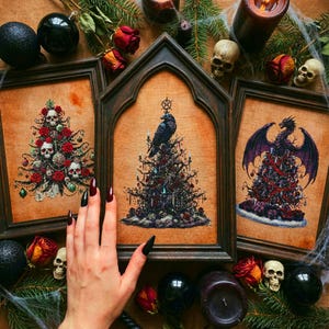 A captivating fantasy-inspired cross stitch bundle image presenting a complete embroidery pattern shop in a single layout. The design highlights “515+ Entire Shop Cross Stitch Bundle – Lifetime Access” at the center, surrounded by colorful embroidery hoops filled with witchy, gothic, and fantasy cross stitch designs. Visible patterns include dragons, spellcasting witches, celestial moons, gothic architecture, enchanted forests, and magical motifs. This image showcases a premium digital PDF