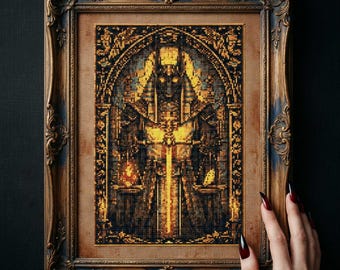 Patrón de punto de cruz de Cruzado Gótico: Bordado del Caballero de la Catedral Sagrada (PDF)