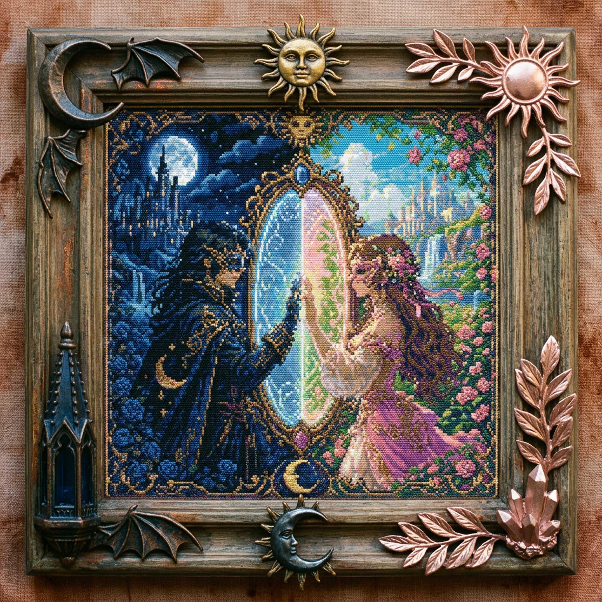 Moonlight Maiden Cross Stitch Pattern PDF: Dark and Light Fantasy