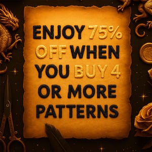 ⚜️ Welcome to FantaPattern: where every stitch begins a story, and you’re now part of our creative family.
🔥 High-quality full-color & black-and-white charts
🔥 Single-page layout for easy stitching on mobile or tablet
🔥 Pattern Keeper–ready files
🔥 Clear symbol key with matching DMC colors
🔥 Beginner-friendly Stitching Guide to help you start with confidence
🔥 Bonus Pack — 6 FREE Fantasy Patterns added to your vault
🔥 VIP Stitcher Club Access — free monthly fantasy designs forever
