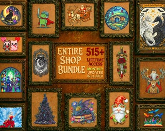 Entire Shop Cross Stitch Bundle: 515+ Gothic, Witchy & Dragon Embroidery PDF Patterns, Lifetime Access