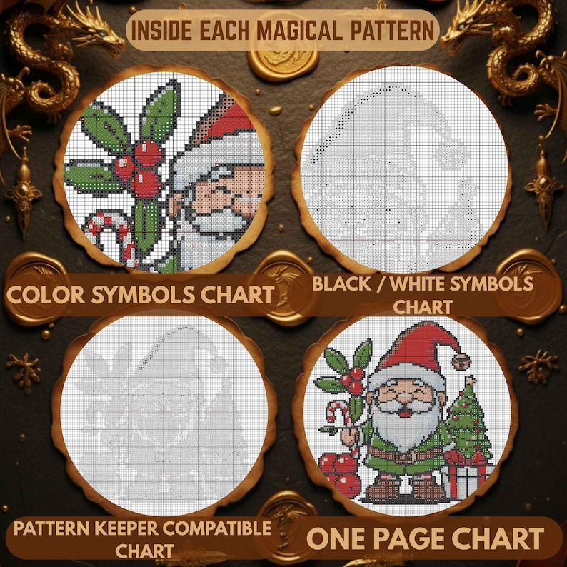 A bold gothic fantasy cross stitch bundle mockup designed to showcase a massive embroidery pattern collection. The center text reads “515+ Entire Shop Cross Stitch Bundle – Lifetime Access,” emphasizing a complete digital library of printable PDF cross stitch designs. Surrounding embroidery hoops display detailed stitched artwork including gothic dragons, arcane. This image highlights a premium embroidery bundle ideal for gothic, fantasy, Halloween, and witchcraft-inspired stitching projects.