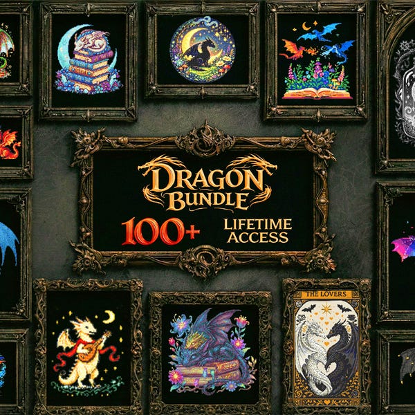 Dragon Cross Stitch Mega Bundle: 100+ Dark Fantasy & Gothic Dragon Patterns | Instant Download PDF