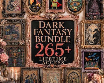 265+ Dark Fantasy Cross Stitch Bundle: Gothic Dragon & Halloween, Christmas, Witchy Embroidery PDF