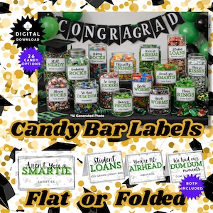 Graduation Candy Bar Labels | Funny Candy Sayings, Tent Cards (Instant Download)