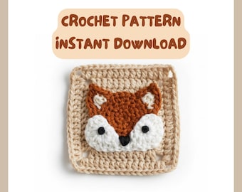 Fox Granny Square Crochet Pattern PDF • Cute Woodland Forest  Animal Crochet Motif • Instant Download