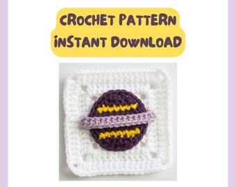 Space Granny Square Crochet Pattern PDF •  Planet Granny Square Pattern •  Celestial Crochet Motif