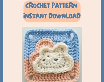 Cloud Granny Square Crochet Pattern • Celestial Cloud Motif • Easy Granny Square PDF • Instant Digital Download