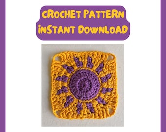 Sunlight Granny Square Pattern PDF • Crochet Sun Motif Pattern • Celestial Crochet Square • Easy Granny Square Pattern • Instant Download