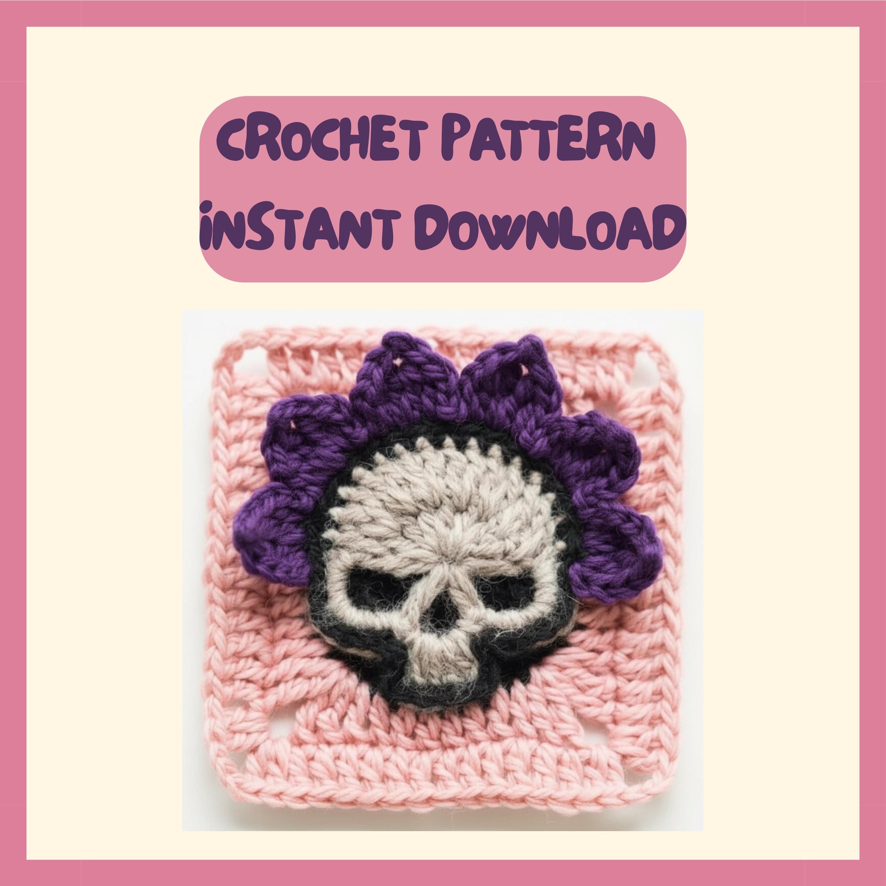 Crown Skull Granny Square Crochet Pattern